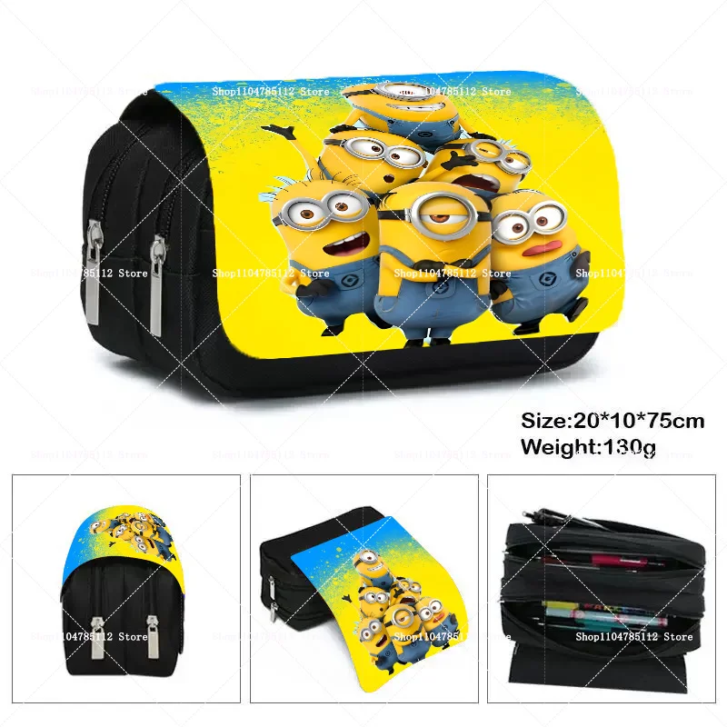 Minionses Pen Bag Cute Cartoon Anime Pen Pouch Student Casual Stationery Case Large Capacity Pencil Pouch Back To School Gift image 4