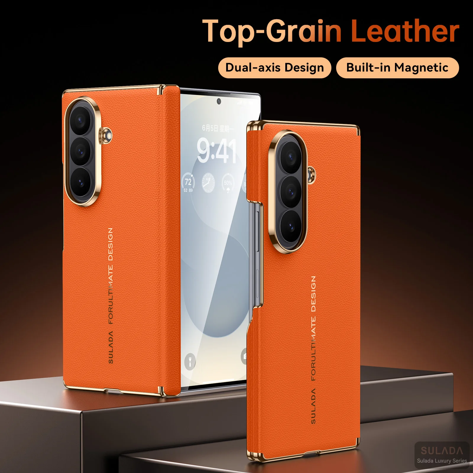 For Samsung Galaxy Z Fold 8 Ultra Case Luxury Matte Leather Skin-Friendly Ultra-thin Magnetic Wireless Charging Shockproof Cover
