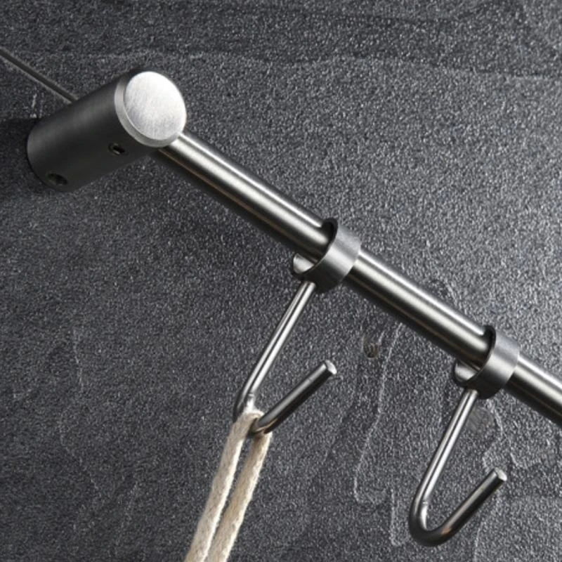 جدار فولاذي مقاوم للصدأ جبل وعاء عموم رف معلق السكك الحديدية المطبخ شريط مستقيم أواني تجهيزات المطابخ المنظم مع خطافات انزلاقية #3