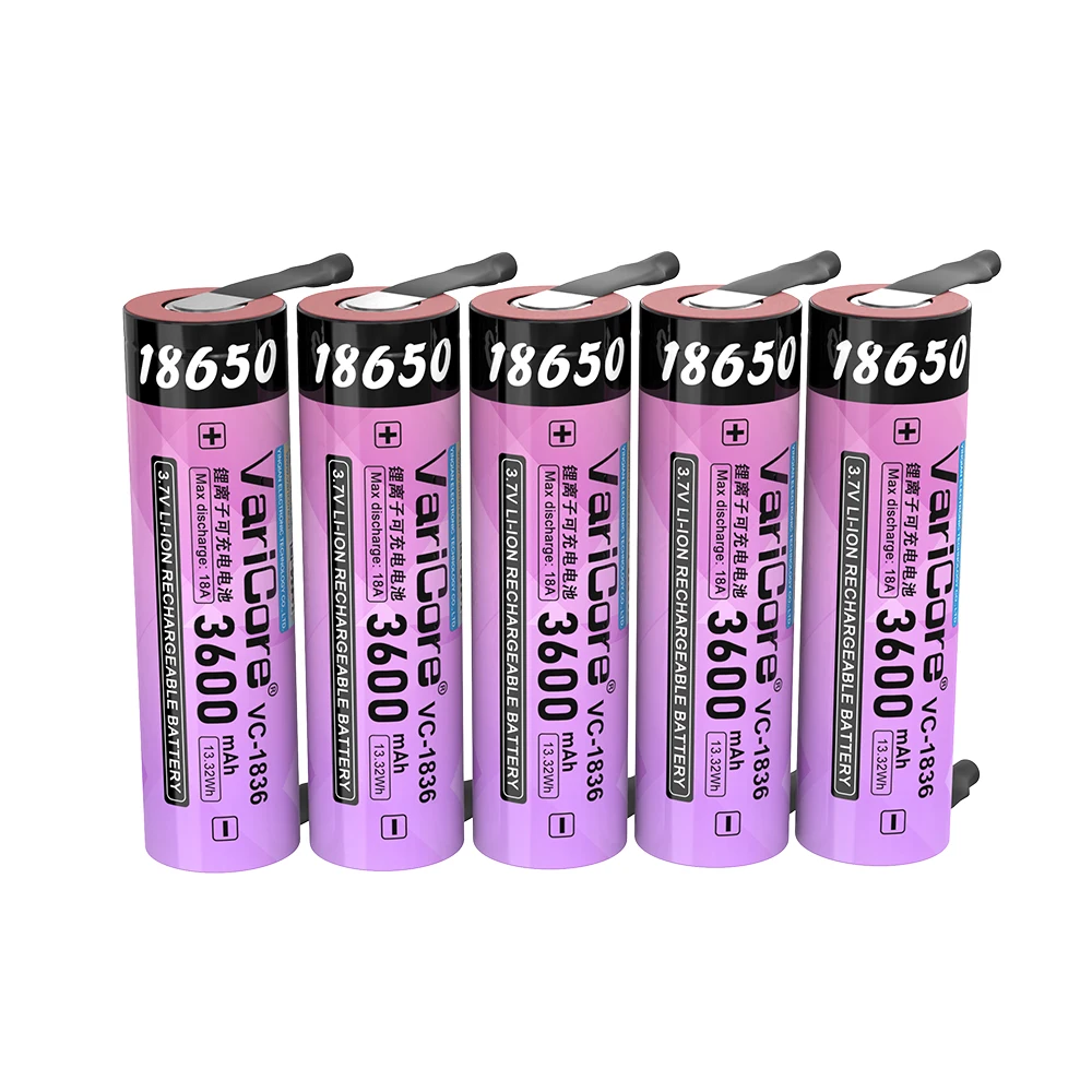 VariCore VC-1836 18650 DIY Nickel, Lithium-Ionen-Akku/Ausrüstungsbatterie/Strombatterie/3,7 V Spannung/große Kapazität 3600 mAh