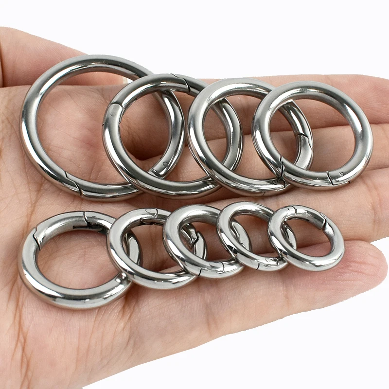 2/5/10 Stück 10-35mm Edelstahl O-Ring Federschnallen Öffenbare Runde Karabinerhaken Taschen-Schlüsselanhänger Auslöseclip-Verschlüsse