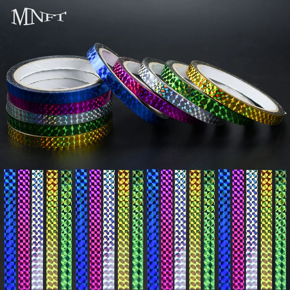 MNFT 10MMx50M 5 Colors Laser Reflective Fishing Lure Tape Waterproof Sticker for Jig Spoon Hard Bait DIY