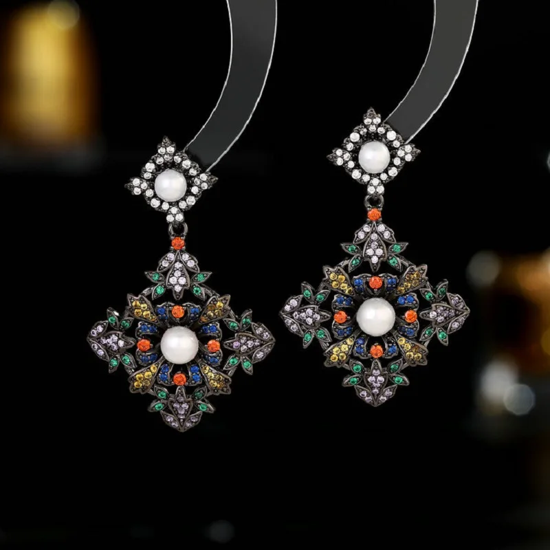 

Bilincolor Bohemian Mixed Color Vintage Court Style Earrings for Women