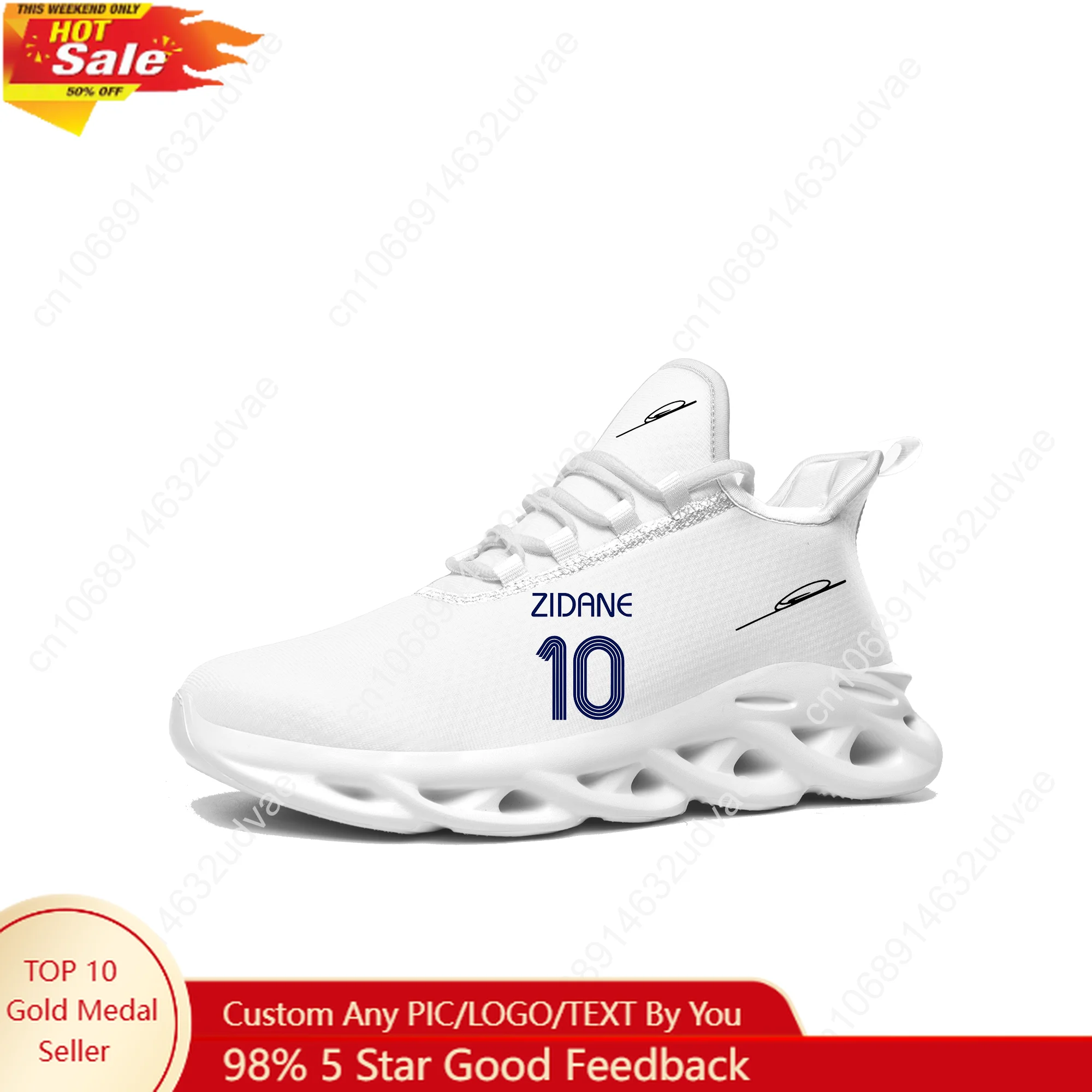 

Zidane No.10 Sports Sneakers Mans Womans Running Shoes Sneaker France Soccer Star Lace Up Mesh Footwear Tailor Made Shoe White