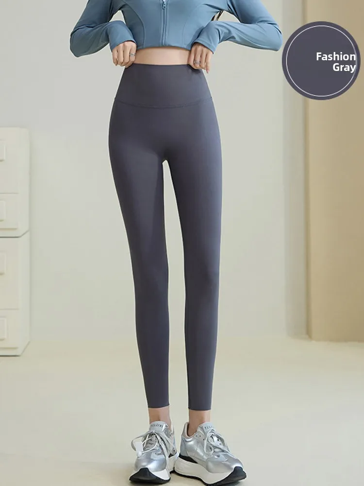 Damskie spodnie do jogi z wysokim stanem z jedwabiu lodowego, letnie, cienkie, spodnie do noszenia na zewnątrz, spodnie modelujące brzuch, warstwa bazowa, spodnie o długości 7/8.