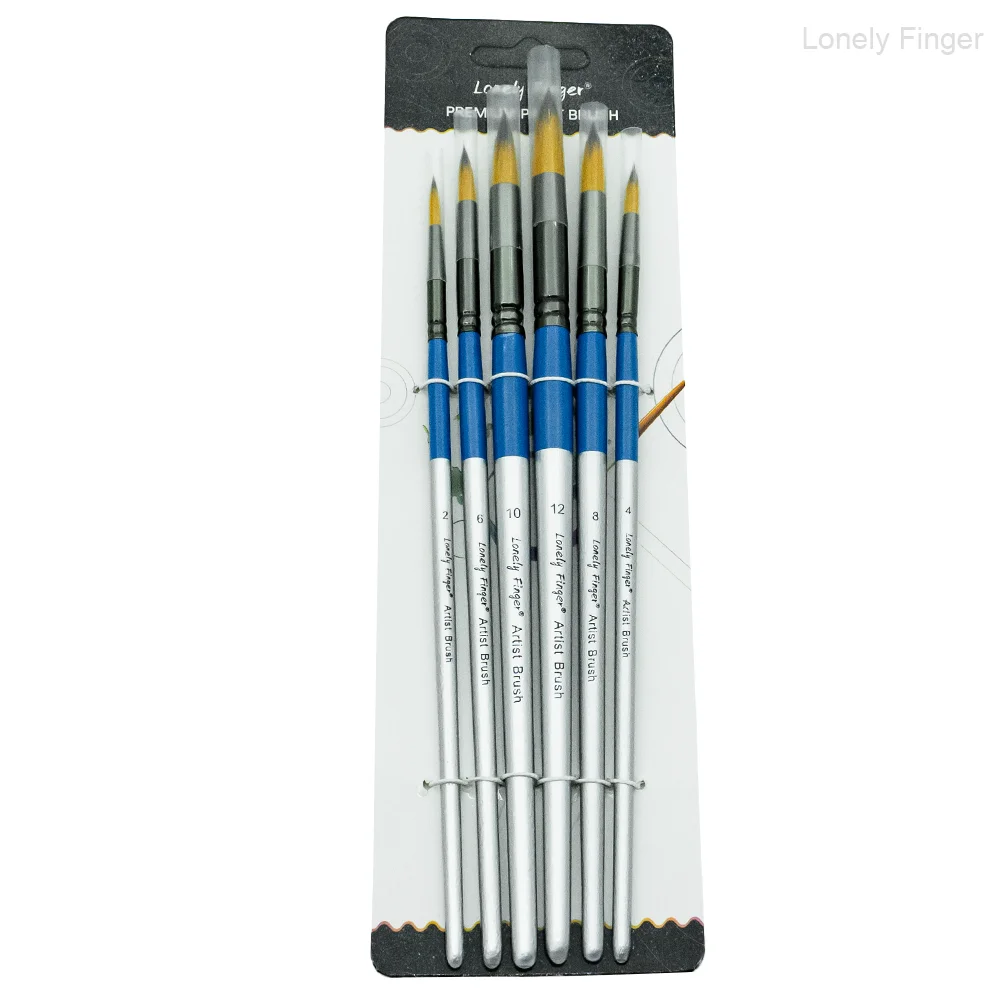 6Pcs Pointed Tip Multi Paint Brushes - High-Grade Synthetic Nylon Hair, Adaptable for Acrylic, Watercolor & Oil, Ideal