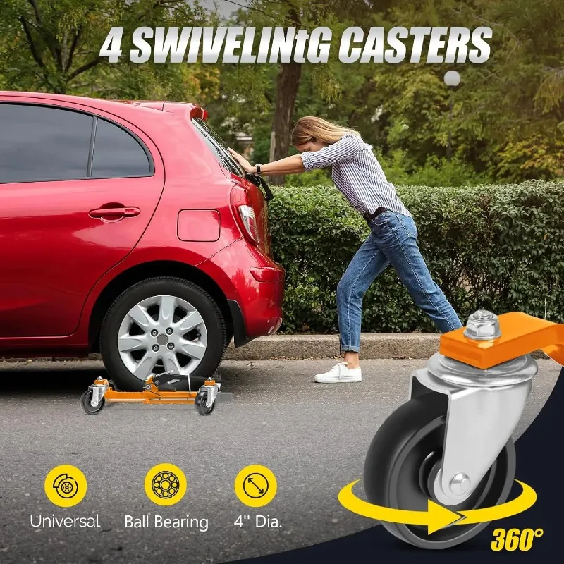 خصم عجلة السيارة دوللي جاك مجموعة من 2، زلاجات سيارة ميكانيكية 1500 رطل، مقبس تحديد موضع السيارة عجلة 12 بوصة، بكرات شديدة التحمل