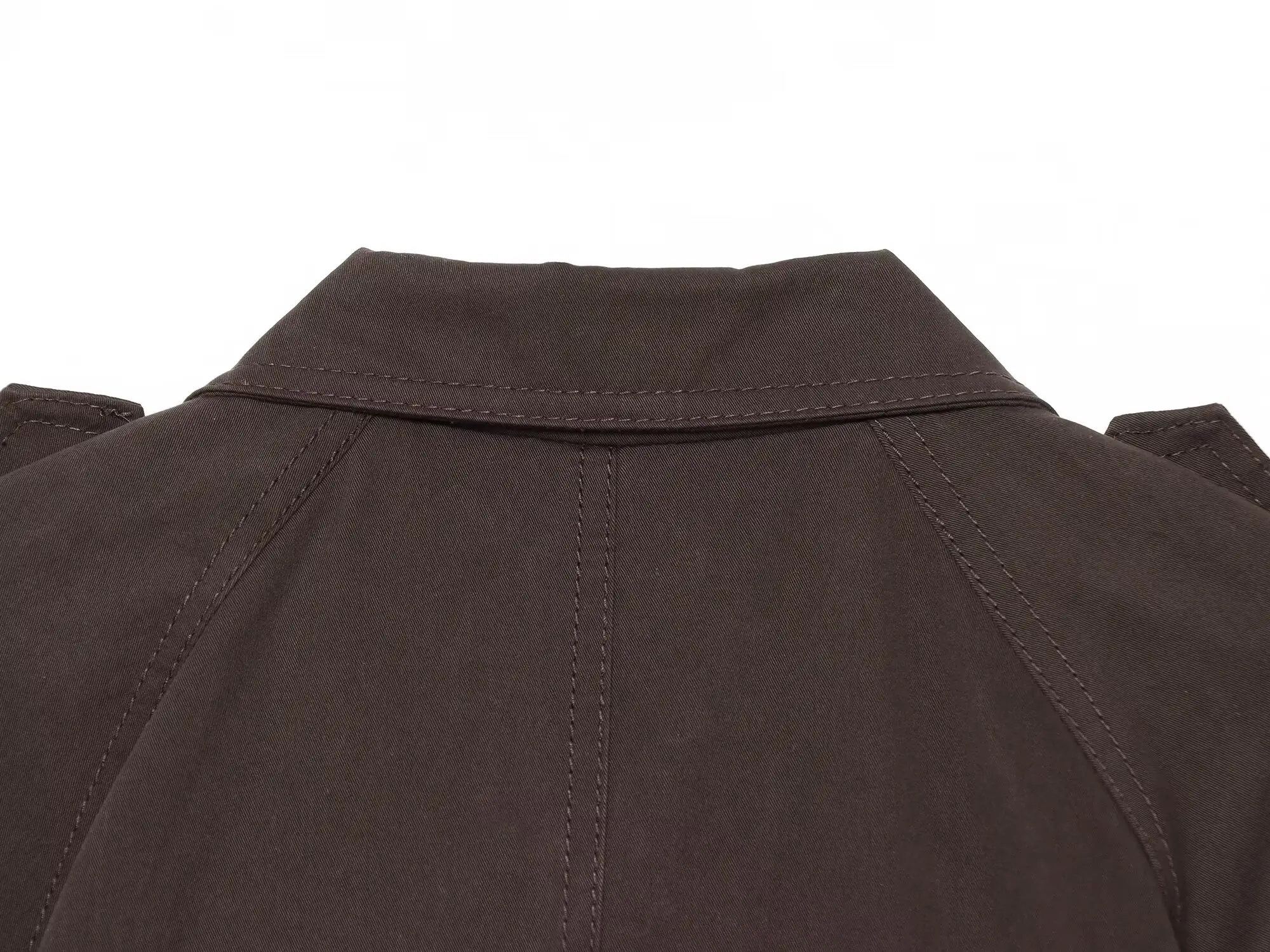 BSAY 2026 Minimalistischer Pendler-Damen-Kurzmantel mit Revers, Schulterklappen, Selbstbindegürtel, Lässige Langarm-Windjacke – Detail 4