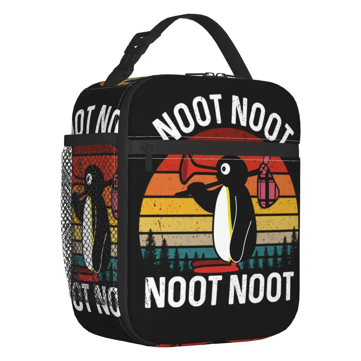 

Funny Meme Pingu Noot Noot Portable Lunch Boxes Women Leakproof Cartoon Penguin Thermal Cooler Food Insulated Lunch Bag Office