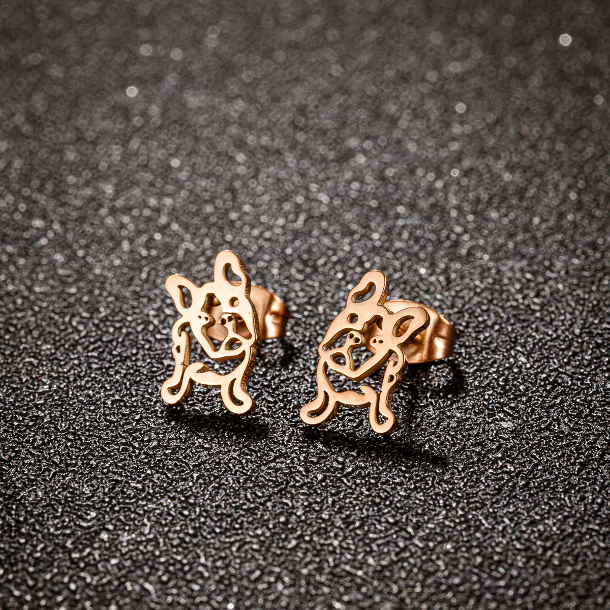 Cute Little Animal Dog Style Stainless Steel Ear Screen Perforated Earrings Fashionable Women'S Jewelry Designer Luxury Earrings