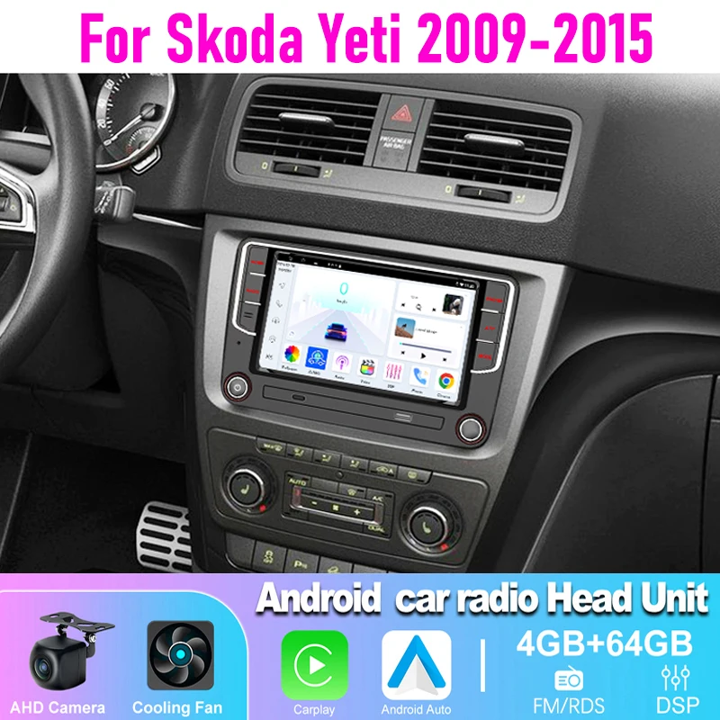 

4+64GB 7" Car Radio For Skoda Yeti 2009-2015 Wireless CarPlay Android Auto Head Unit FM GPS BT WIFI Canbus