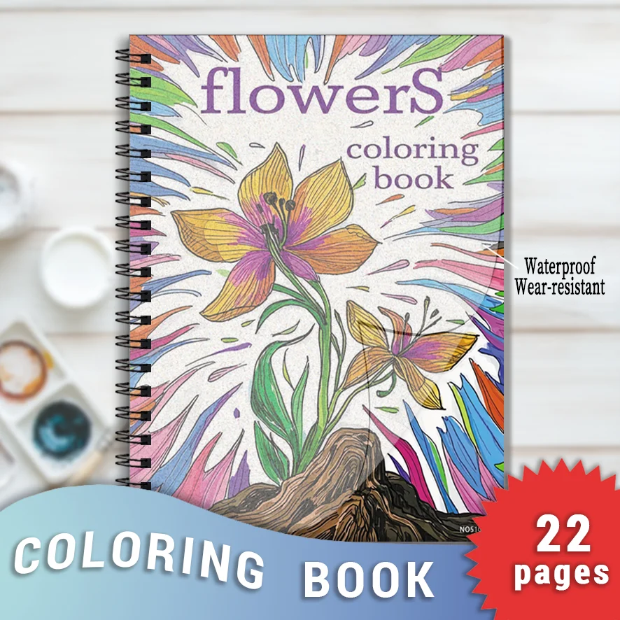 Adult Flower Coloring Book - 8.3x11.2 inch stress relief coloring book 22 art therapy illustrations to relieve anxiety and stimu