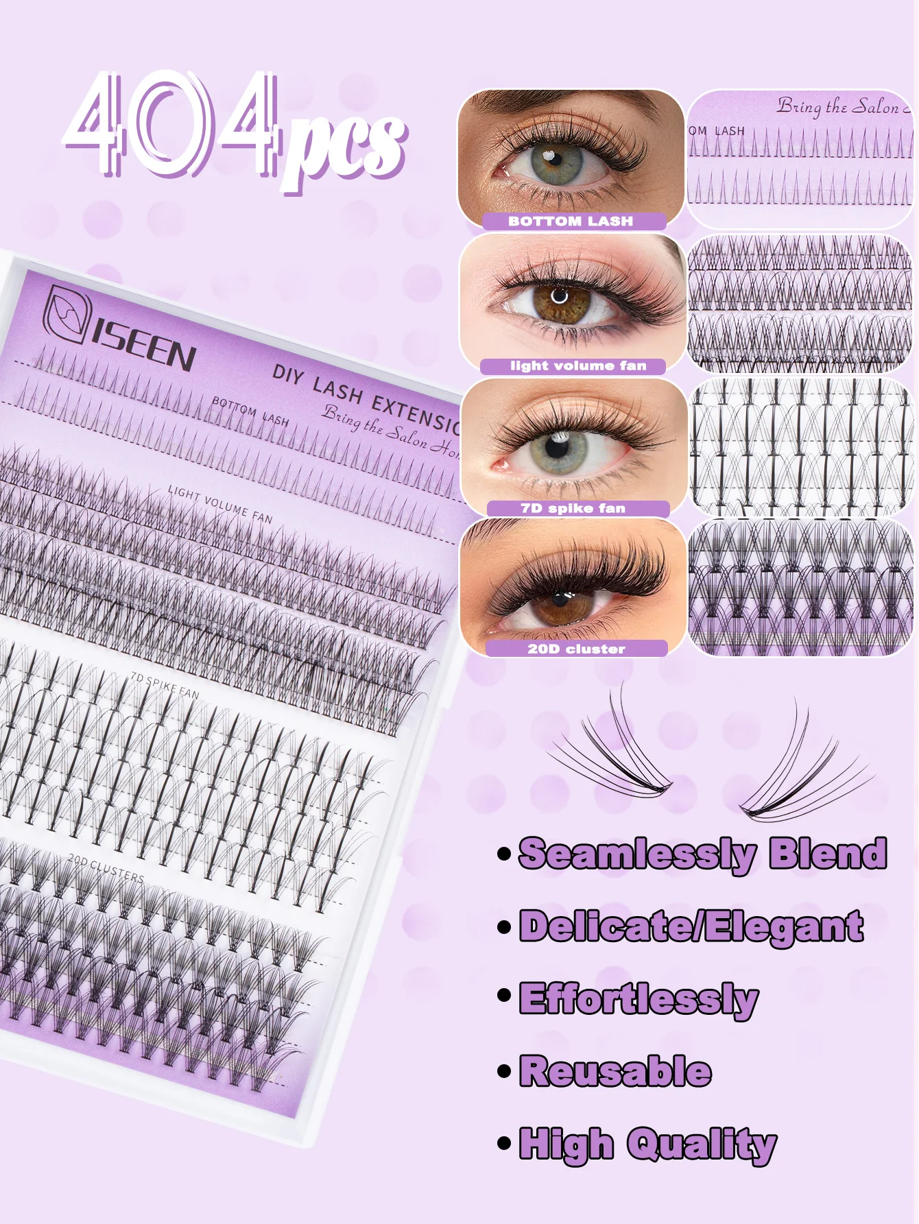 DIY-Cluster, Wimpern, natürliche Wimpernverlängerung, segmentierte Wimpern, Wimpernbündel, untere Wimpern mit Bindung und Dichtung, Pinzettenbürste