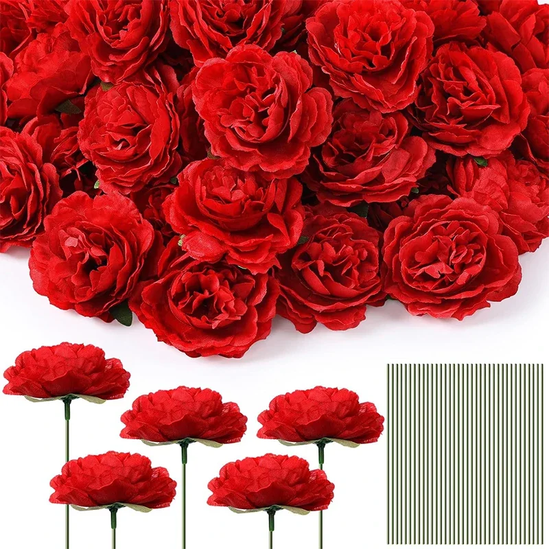 20/40 Stück Künstliche Pfingstrosen-Blumensträuße aus Seide für Heimdekoration, Garten, Hochzeit, Brautdekoration, DIY-Vasenzubehör – Detail 9