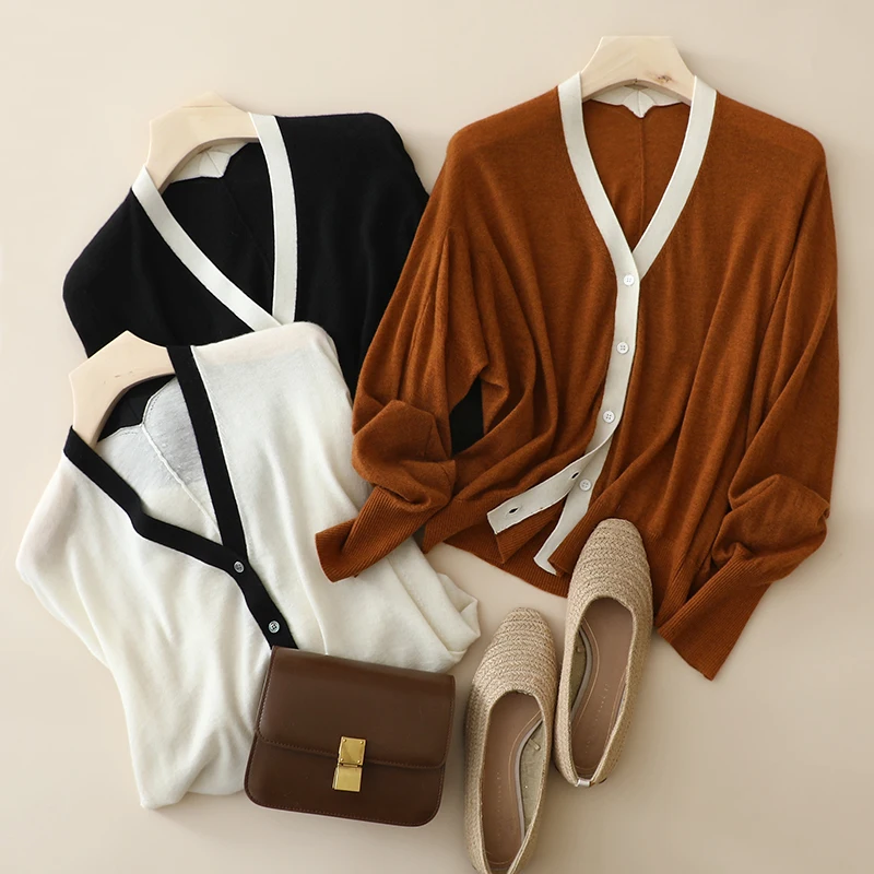 masigoch autumn winter casual soft knitwear 16gg worsted 100% cashmere loose cardigan coat