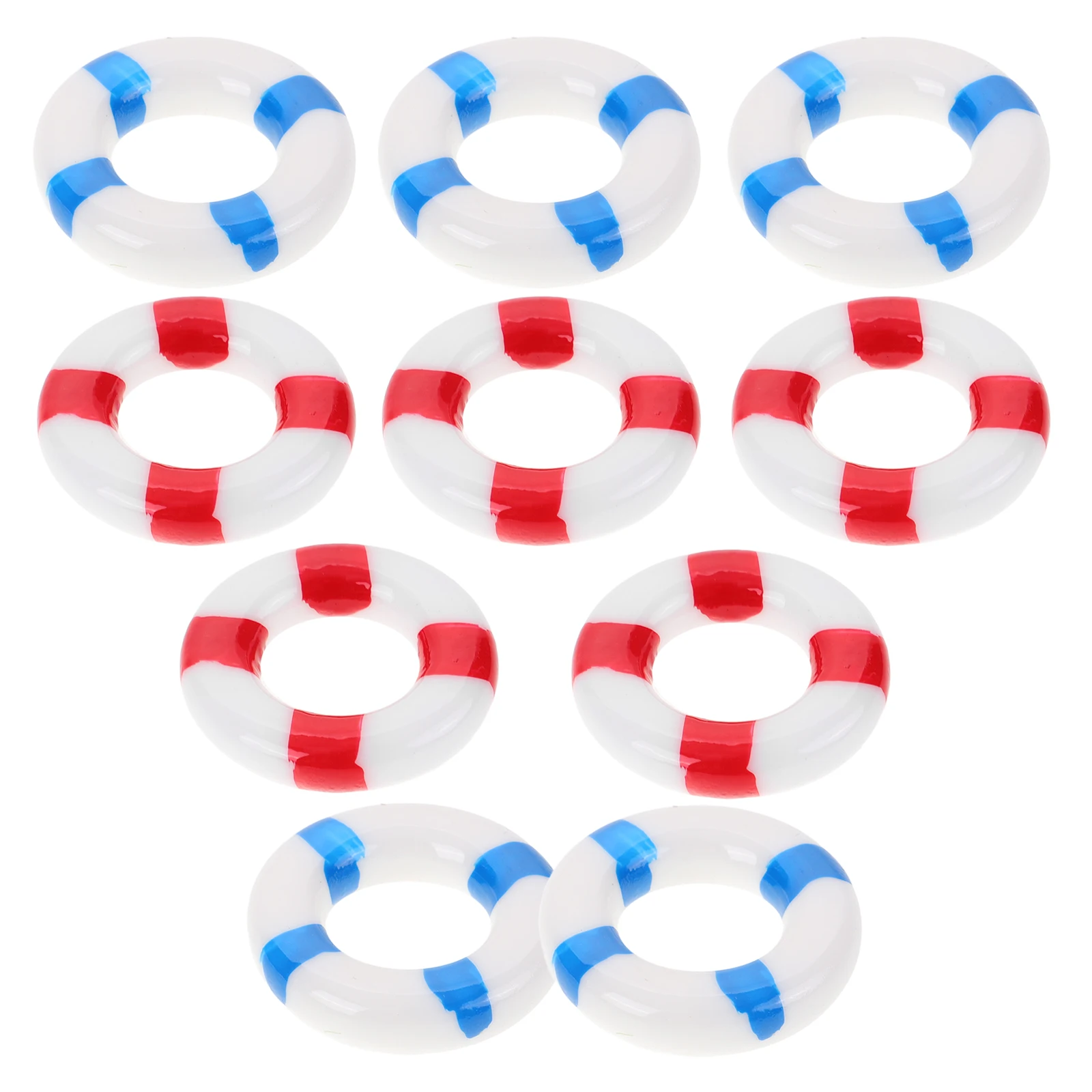 10 Pcs Micro Landscape Swim Rings Lifebuoy Decoration Marine Miniature Buoys Pool Number Family Fun Nautical Adornments