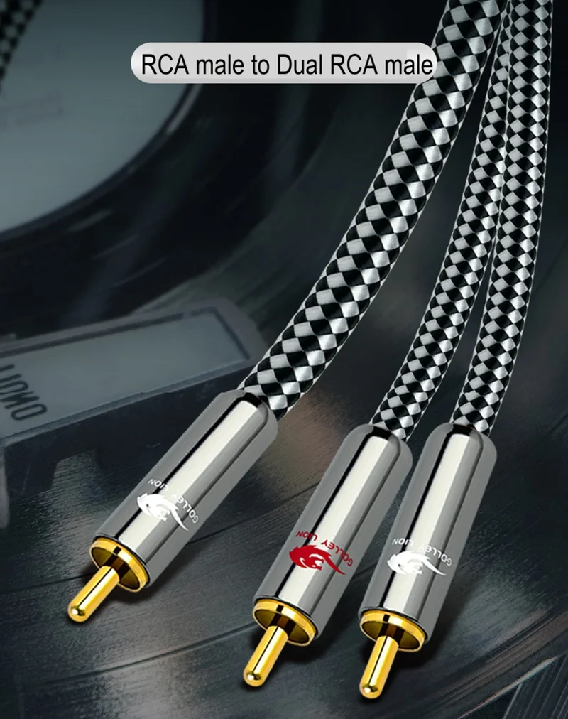 Hifi 1 RCA to 2 RCA Male Audio Cable for Subwoofer Amplifier DVD TV Home Theater Stereo System Speaker Y-Splitter Shielded Cords