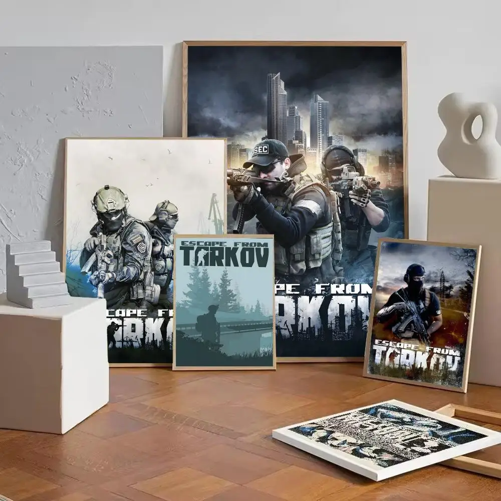 Game E-Escape from Tarkov Poster Decorative Wall Art Stickers Mural Photo Print for Home Living Room Hallway Decor