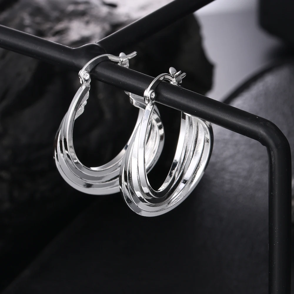 

925 Sterling Silver Earrings Elegant Noble Lady Wedding Gifts Beautiful Fashion For Women Party Earring Jewelry Cute Nice