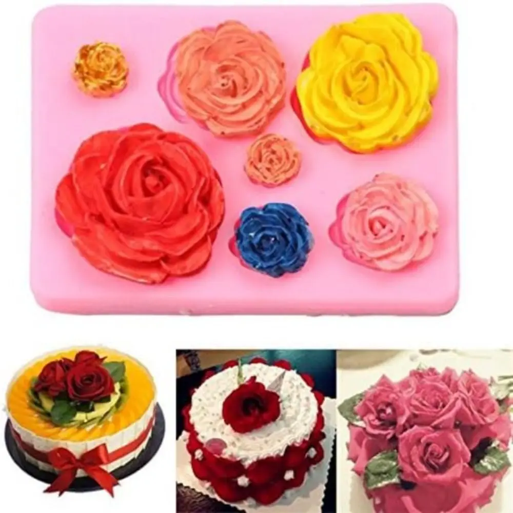 Delicate Rose Shape 3D Cake Mold Silicone DIY Baking Moulds Flower Bloom Fondant Soap Mold Cupcake Candy Chocolate Jelly