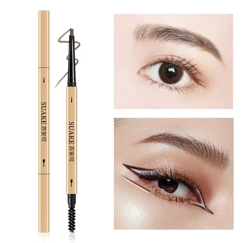 Waterproof Eyebrow Enhancer Pen with Double Head Pencil and Brush Long Lasting Eye Brow Cosmetics Easy to Wear Makeup for Women