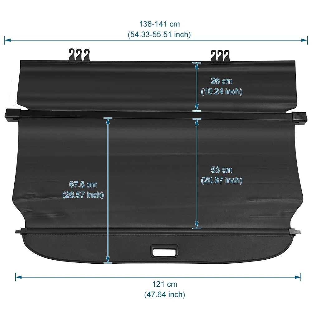 Car Interior Cargo Cover Trunk Cover Luggage Carrier Curtain Black Retractable Cargo Cover Fit Ford Edge 2015-2021PLUS