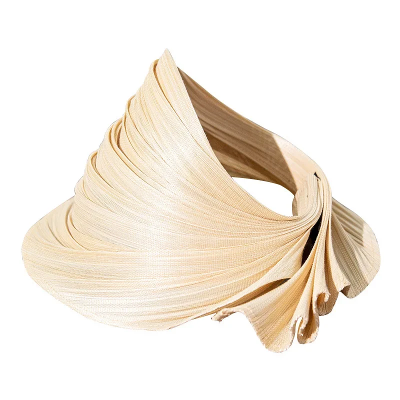 Limited Offer 2026 New Summer Fashion Unique Gold Silk Grass Cloth Sun Hat Empty Top Foldable Straw Hat