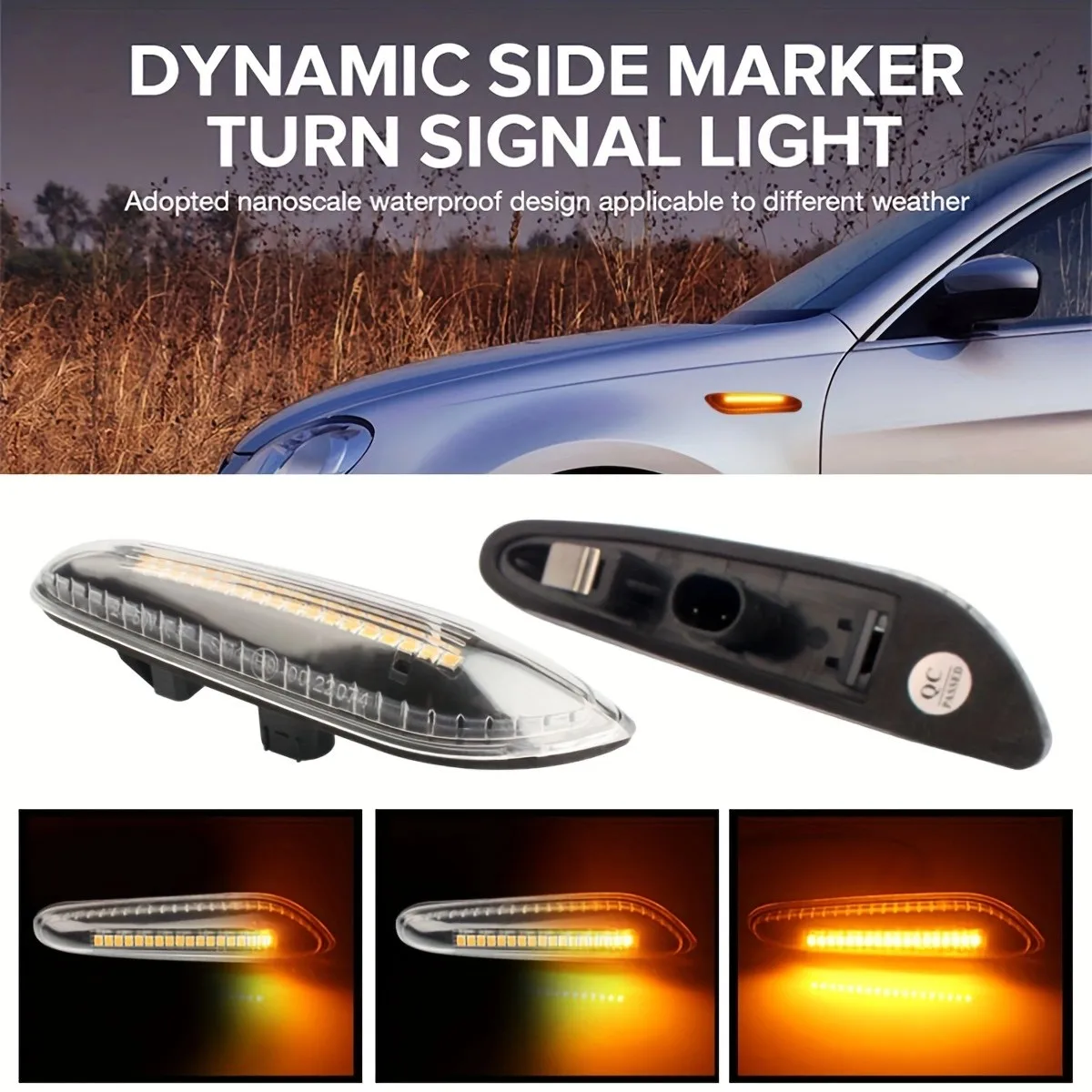 2X Dynamic Amber LED Side Marker Light Sequential Blinker Turn Signal Lamp Assembly Replacement For BMW E82 E87 E90 E91 E92 E9