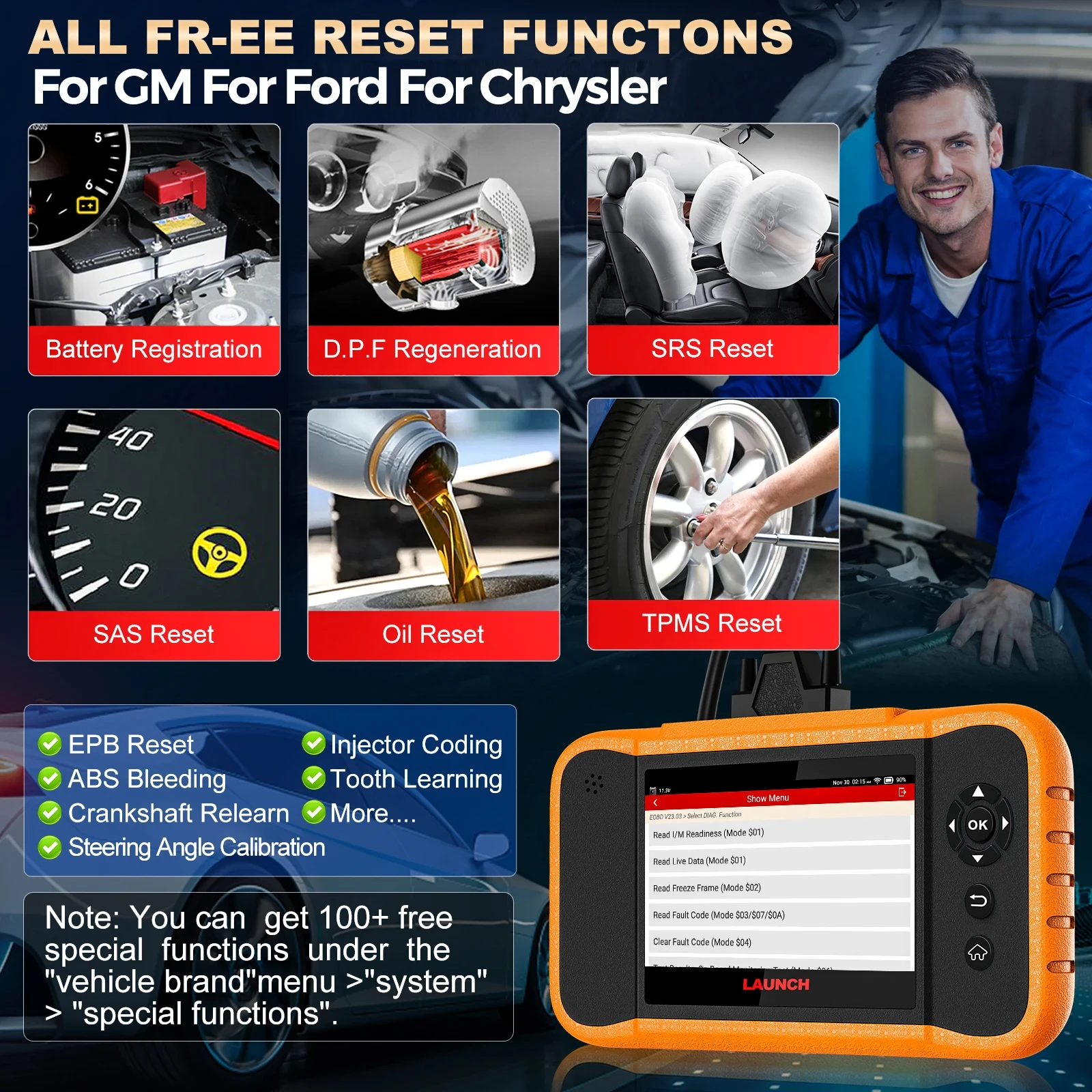 2024 LAUNCH X431 Creader Elite 2.0 FGC Car Diagnostic Tools All System ECU Coding 31+ Service Lifetime Free Update