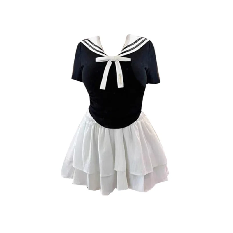 Japanese Style Girl Jk Uniform Plus Size M-4XL Navy Collar Color Blouse High Waist Skirt Women American College Uniform