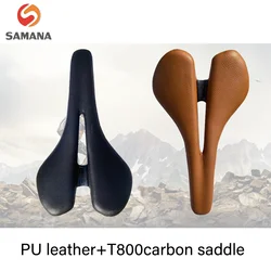 New Samana Road/Mountain Bike Full Carbon Fiber Cushion Lightweight Cushion Black/yellow Hollow Carbon Bow Saddle