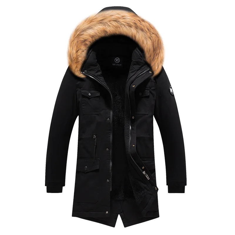 Men Winter Jackets Long Trench Coats Hooded Casual Down Jackets High Quality Male Cotton Slim Warm Parkas Fleece Winter Coats