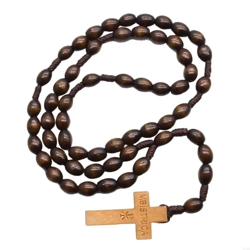 97QD Classical Religious Rosary Natural Beads with Crosses for Daily Wear