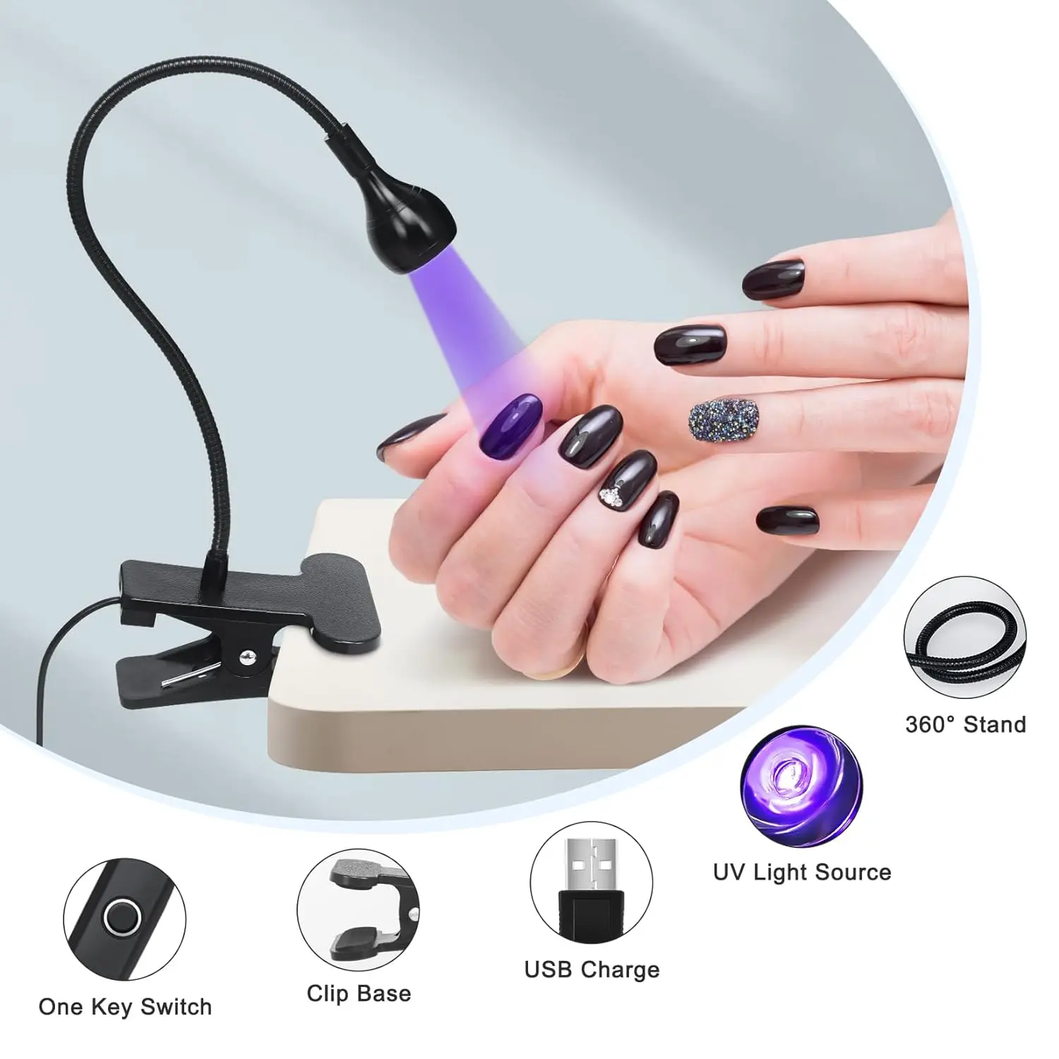 Nagel Led Uv Lamp Voor Nagels Drogen Gel Polish Clip-On Bureau Mini Draagbare Usb Nagellamp Uv Licht Droger Voor Manicure Salon