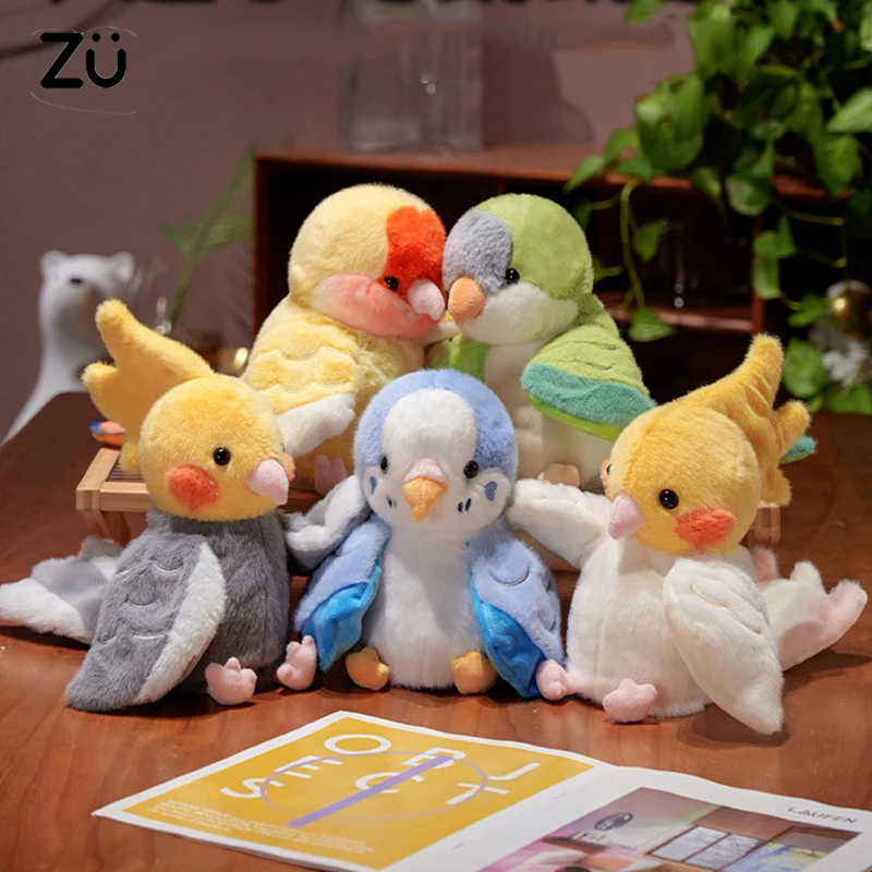 Kawaii Bird Hand Puppet Cute Parrot Cockatiel Budgie Soft Plush Toy Lovely Animal Plushies Parent-child Interactive Toys