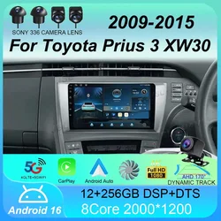 Car Radio Android 16 Carplay For Toyota Prius 3 XW30 2009 - 2015 LHD RHD Multimedia Video Player Navigation GPS Stereo Head Unit