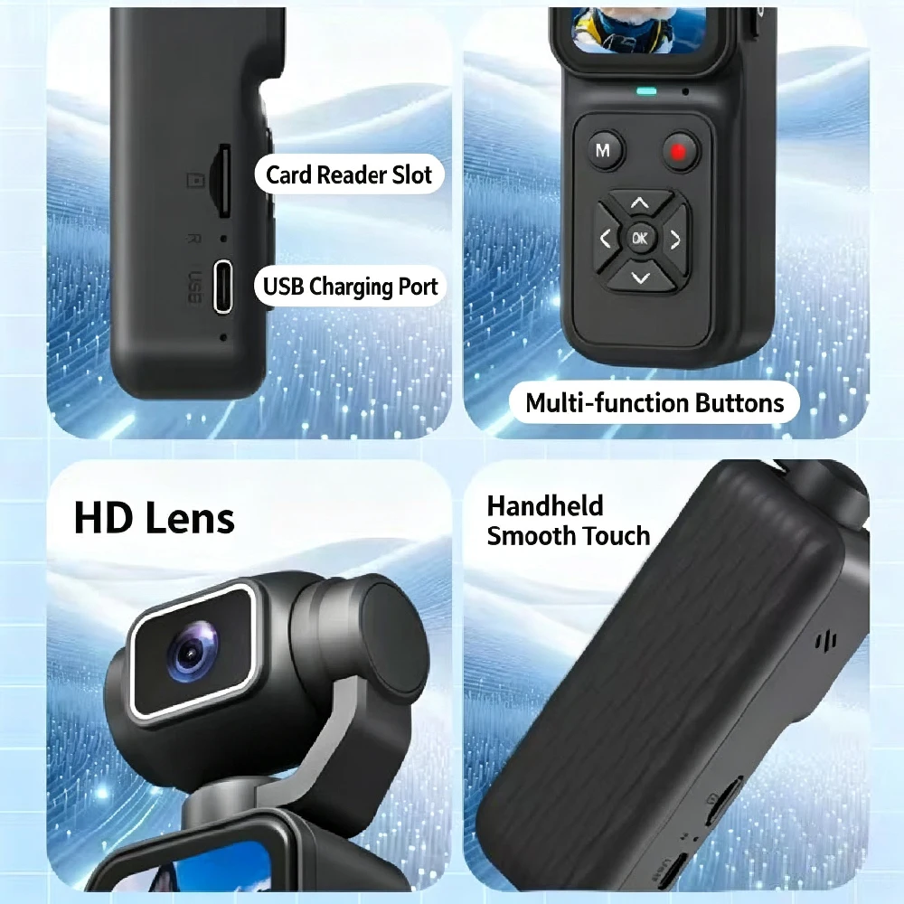 4K Vlogging Camera, 45MP Pocket Digital Camera with 180° Rotating Gimbal, Creator Kit with Tripod & 64/128GB Card,YouTube TikToK