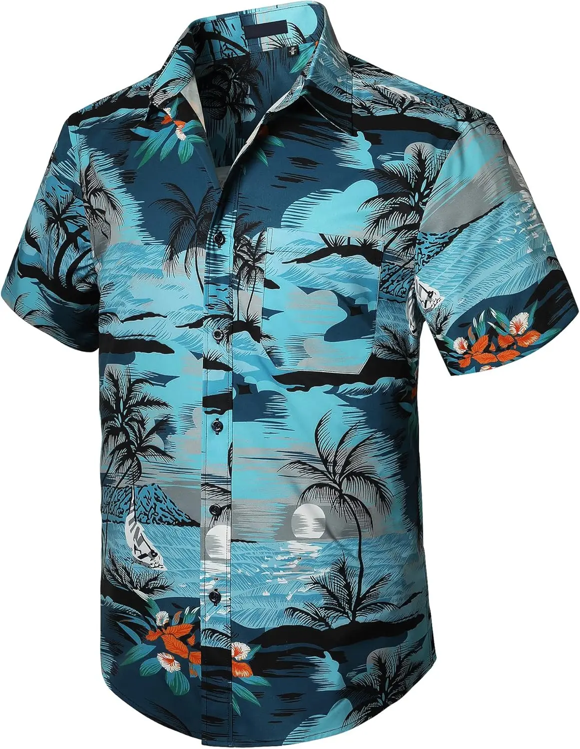 Hawaiian Shirt for Men Short Sleeve Button Down Floral Funky Casual Flowers Palm Tree Pineapple Print Shirt for Beach Holiday