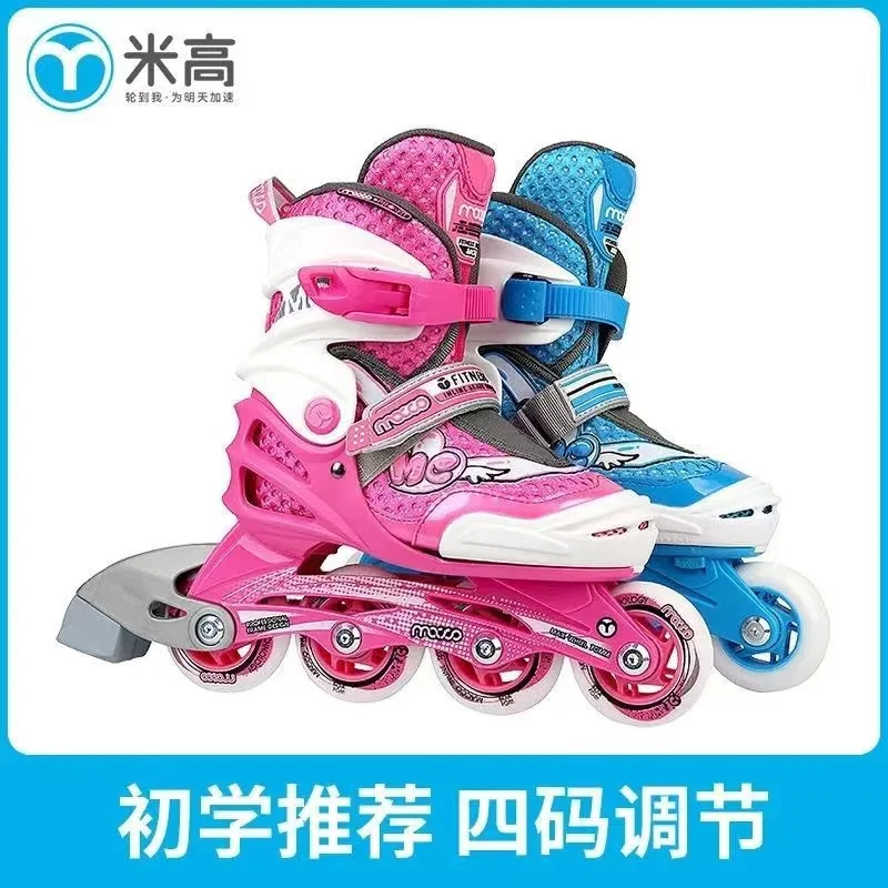 

Inline Skates 4 Stops Adjustable Size Breathable Roller Skating With 80A Bearing ABEC-5 4- Wheel For Sports Children Beginners