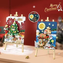 Mini Building Blocks Christmas Painting Ornaments DIY Home Hanging Paintings Assembled Brick Toys Adults and Children Toys Gifts