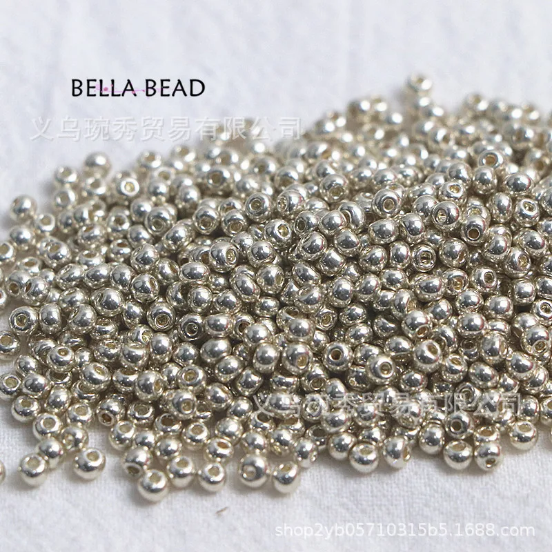 Super excellent 2/3mm domestic electroplated metal gold glass rice beads handmade DIY beaded jewelry accessories