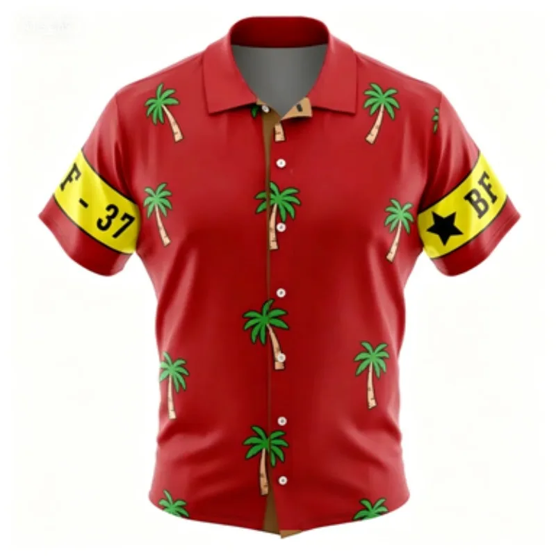 Printed Hawaiian Men's Short Sleeved Shirt, Versatile Top