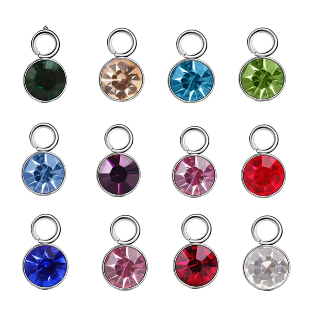 

12pcs Crystal Birthstone Necklace Pendant Natural Material DIY Craft Accessories Fine Workmanship Keychain Jewelry Making