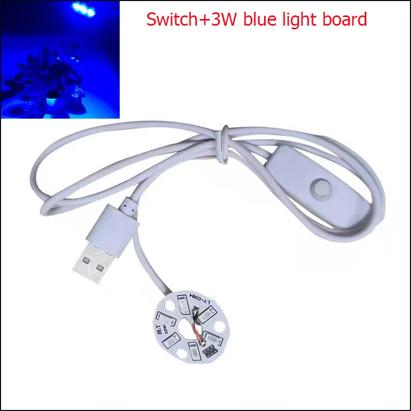 DC5V LED lamp board light source USB universal With Warm White Yellow Red Green Blue Purple 3W Light Board Welding ON/OFF Switch