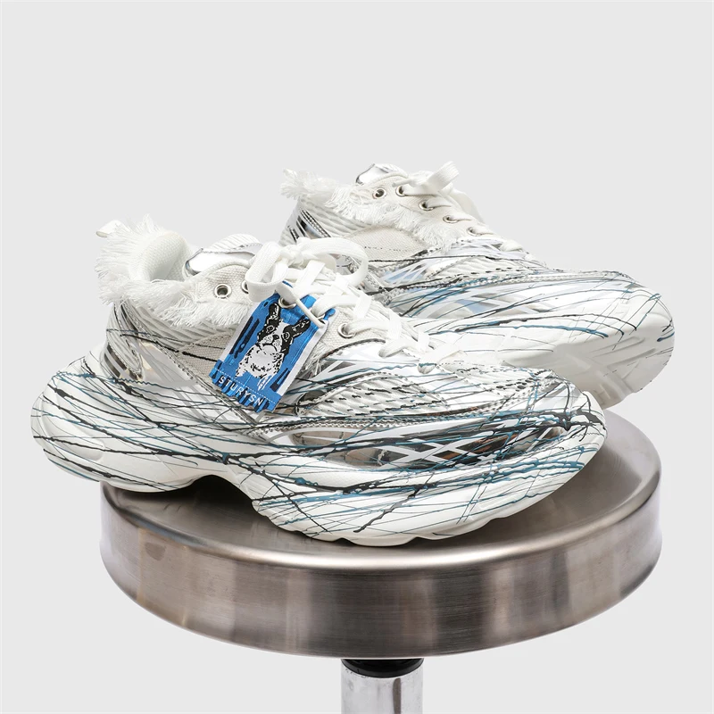 

2025 Winter New Hong Kong Style Men's Shoes Thick-Soled Height-Increasing Couple's Sports Casual Shoes High-End Dad Shoes