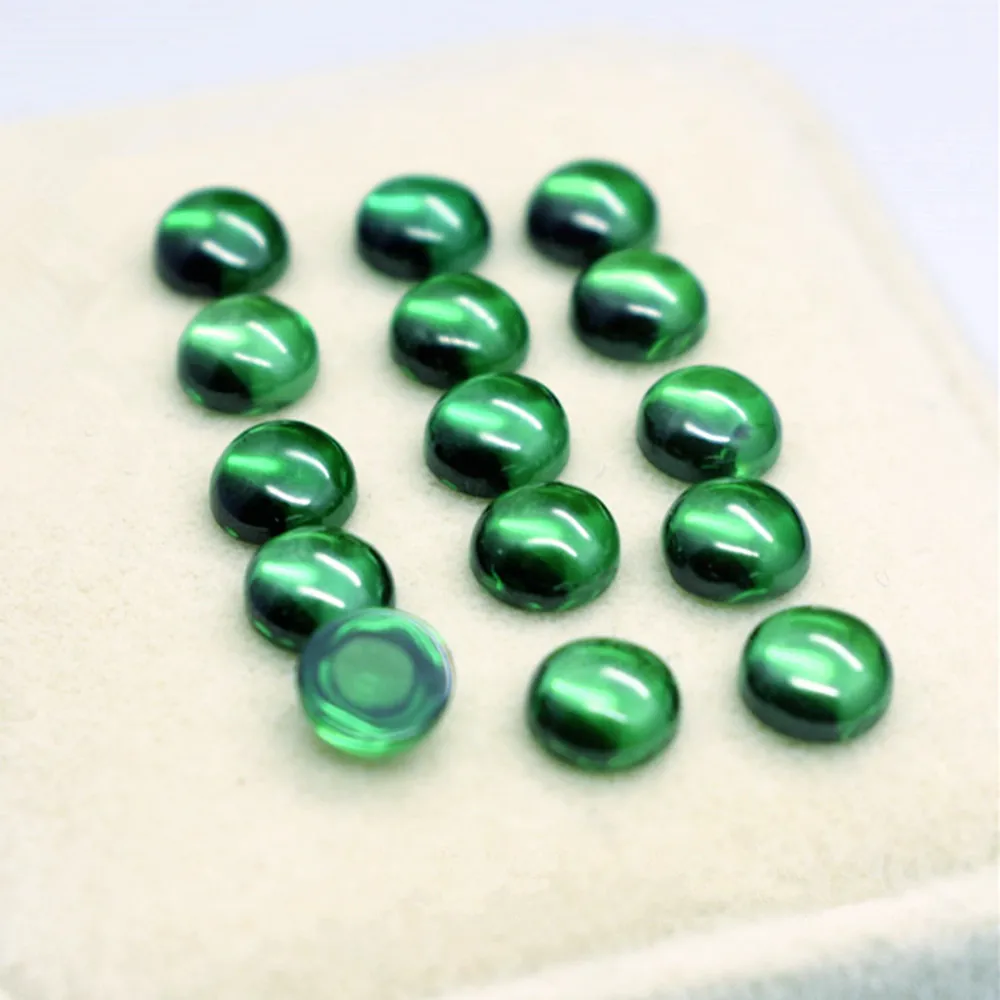 Emerald Round Cabochon Smooth Polished Surface Round Vivid Green Emerald Cabochon Flat Back ER065