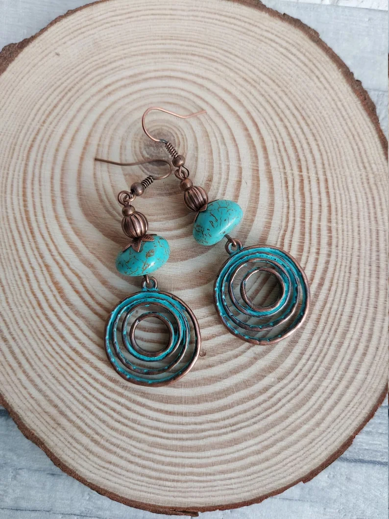 Bohemian Vintage Innovative Spiral Worn-out Pendant Earrings for Women's Fashion Party Jewelry Gift Accessories