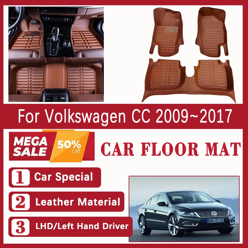 

Car Floor Mats For VW Volkswagen Passat CC 2009~2017 Leather Carpet Foot Cover Left Hand Driver Panel Liner Pad Auto Accessories