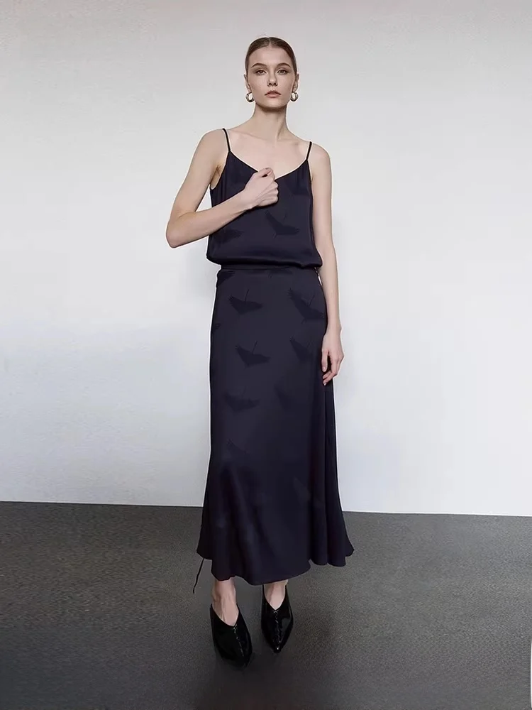 

Ele Spring New Sle I2026 Комплект майки и юбки с вышивкой журавля Женский костюм-двойка Faion V-Ne Svel Casua...