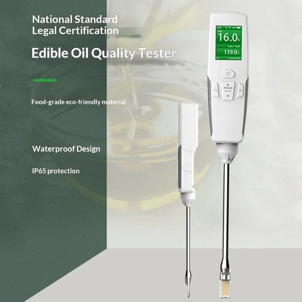 Handheld Edible Oil Quality Tester, 0-200°C Cooking Oil TPM Polar Component Detector for Frying & Waste Oil